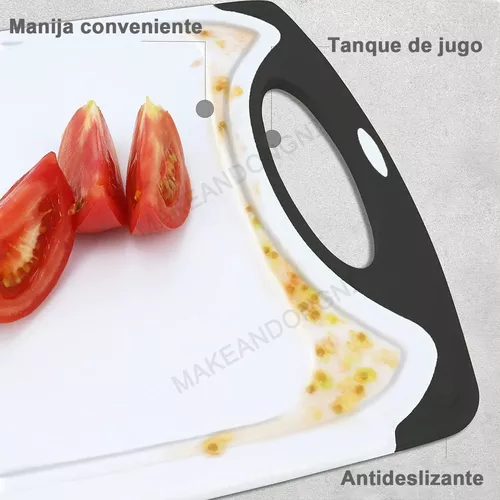 3 Piezas]Tabla de Cortar de Cocina, Tabla para Cortar de Plastico con Asas  Antideslizantes, Tablas Picar Paja Trigo Libres BPA con Ranura para  Líquidos para Carne, Pan, Verduras y Frutas (Gris) 