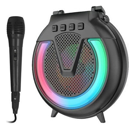 Parlante Bluetooth Karaoke Con Microfono Y Luces Rgb 