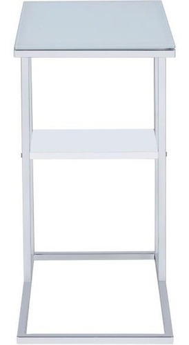 Imagen 2 de 4 de Mesa De Servicio Moderna, Mesita De Cristal Blanca
