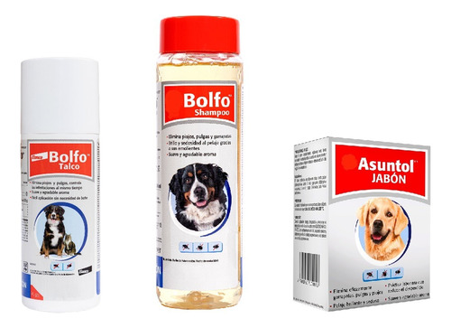 Kit Bolfo Shampoo, Bolfo Talco, Asuntol Jabón