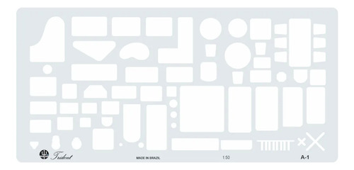 Gabarito Para Arquitetura De Móveis A-1 30x15cm Cor Azul