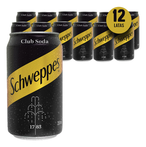 Club Soda Schweppes 350ml (12 Latas) Kit  Schweppes Lata