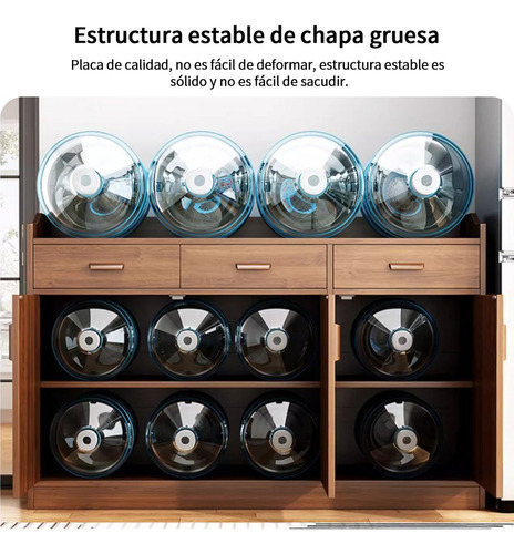 Credenza Bufetera Madera Color Nuez Estilo Retro Organizador Marrón
