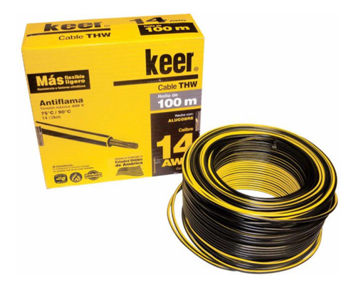 Cable Alucobre Keer Longitud Rollo 100m Antiflama Calibre 14