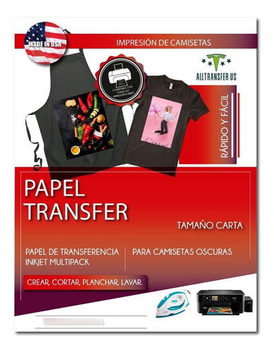 Papel Termo-transferible Tela Oscura 10hj Carta Original Usa