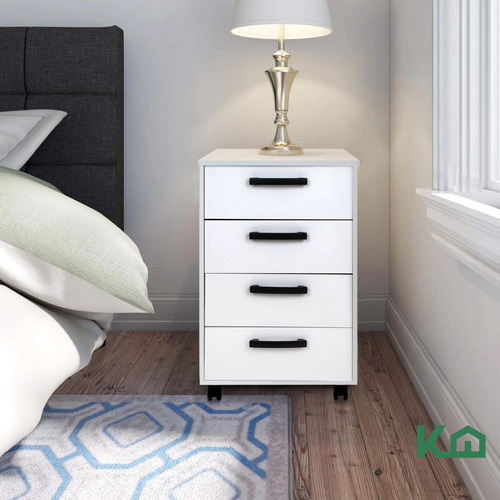 Cajonera Blanca De Madera Cómoda De 4 Cajones Buro Recámara Color Blanco