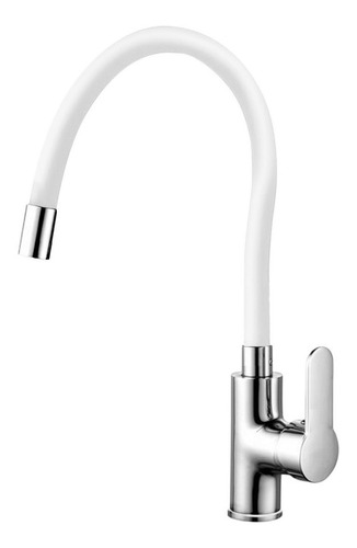 Canilla Monocomando Griferia Cocina Cuello Flexible Mesada Color Blanco