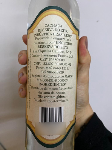 Cachaça Reserva Do Zito Prata 500ml
