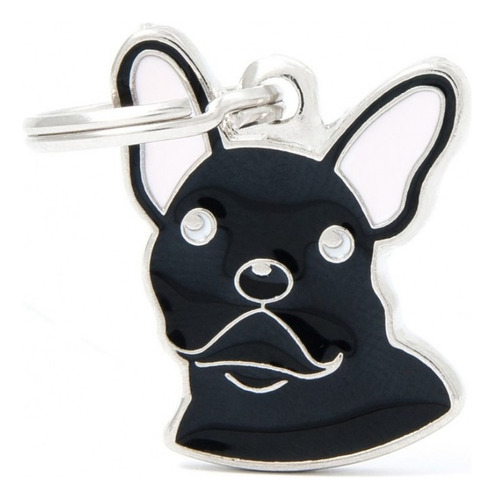 Emblema de cachorro preto gravado em buldogue francês My Family Friends
