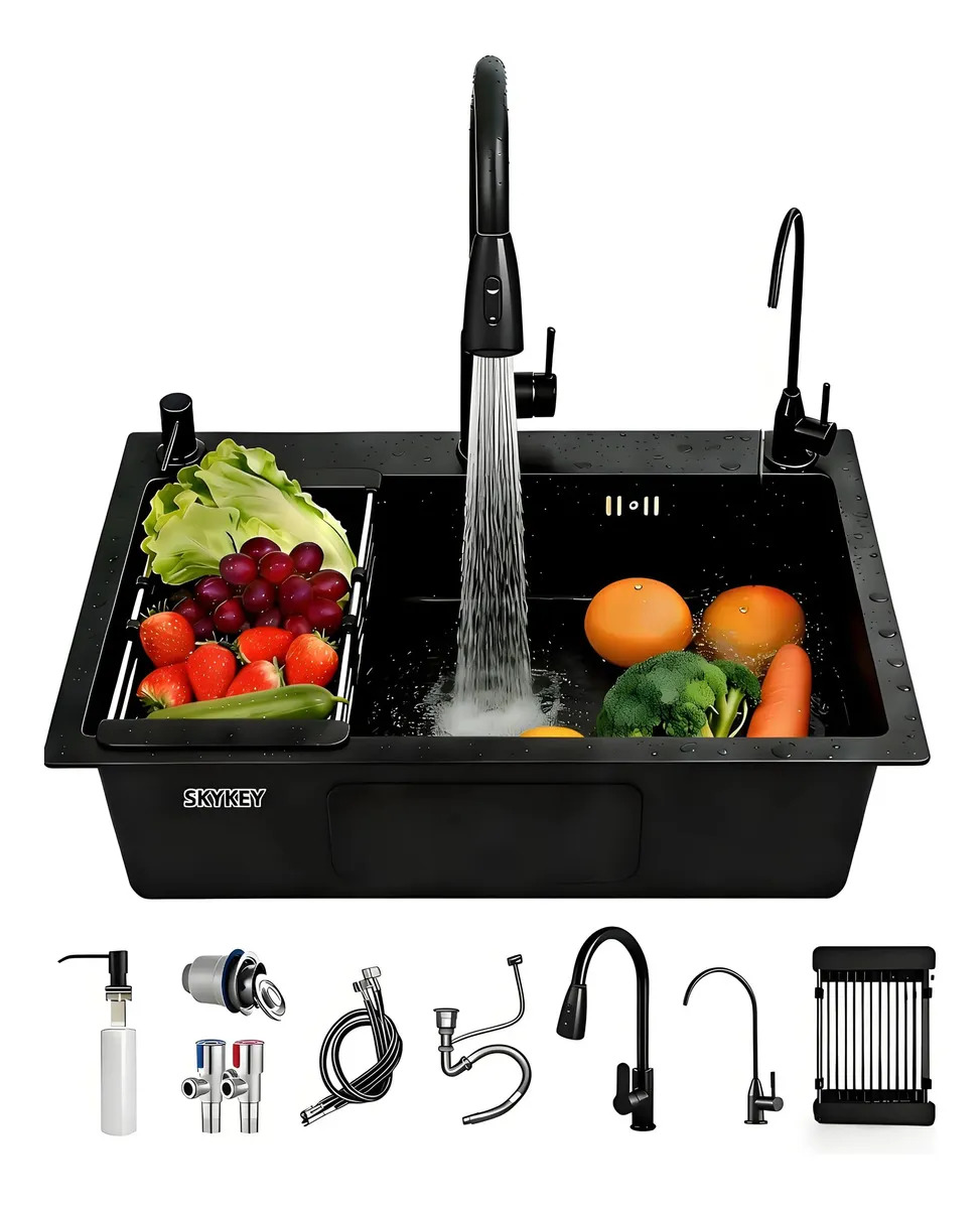 Fregadero De Cocina En Acero Inoxidable 55x45cm With Inclured Accessories. Resistente, elegante y fácil de instalar.