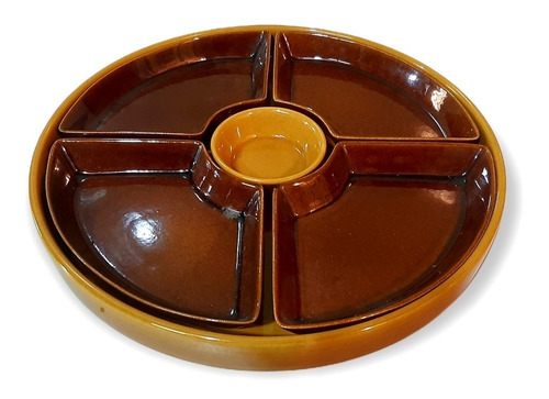 Bandeja Picada Ceramica 5 Divisiones Ancres Marron