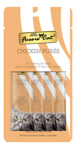 Fussie Cat Pure De Pollo Gris 0.5 Onzas (paquete De 4)