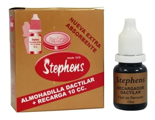 Tampón Dactilar Huellero Más Tinta 10ml Stephens