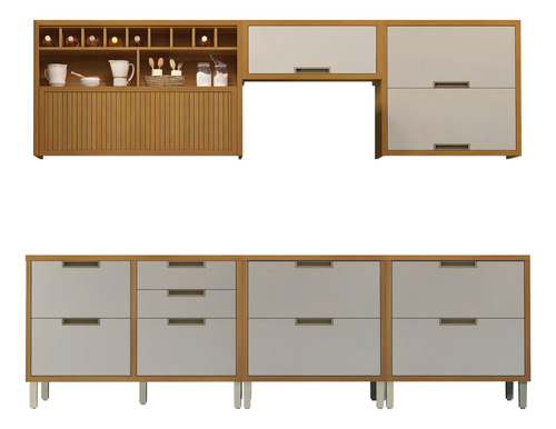 Nesher cozinha modulada Mdf 6 peças Nesher Imperatriz marrom off white