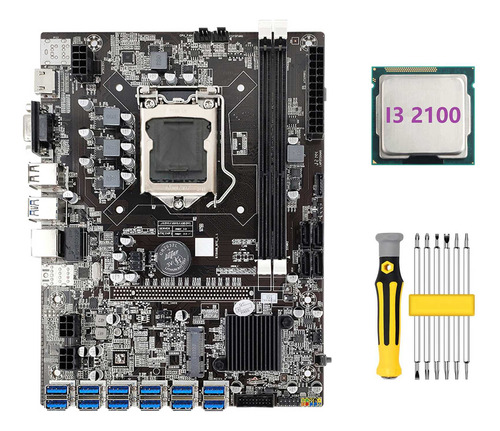 Placa Madre B75 Eth Mining De 12 Pcie A Usb3.0+i3 2100 Cpu+s