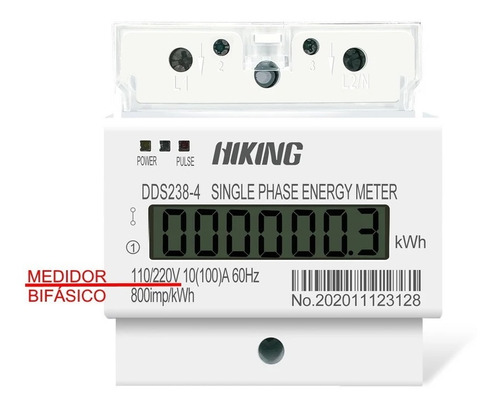 Medidor Bifásico 110+110=220v 100a Hiking 2 Fases + Neutro 110V/220V