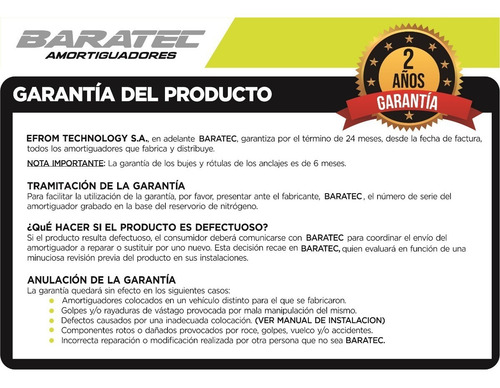 Kitx4 Amortiguador Baratec Ranger 1998-2012 High Perf-cuotas
