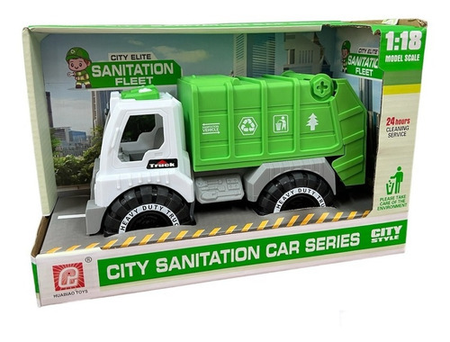 Camion De Basura Limpieza 22cm Escala 1:18 Blower 7342 Personaje Verde