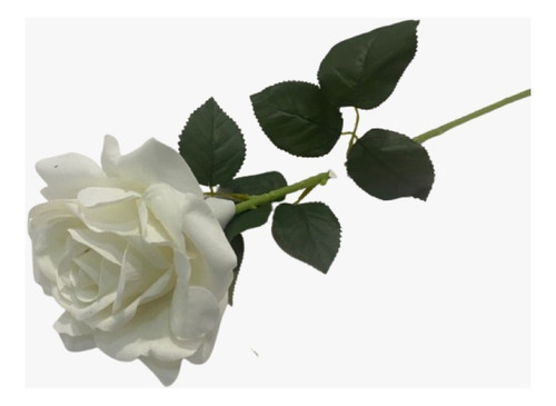 Vara Rosa Artificial Tela Terciopelo X 6 Unidades Blanca Blanco