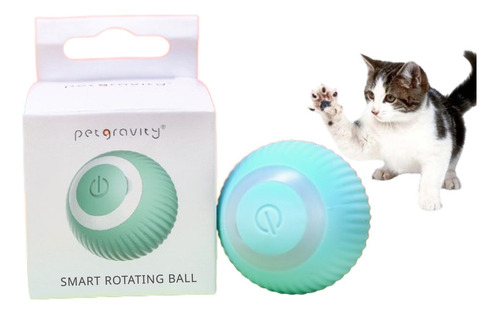 Bola Giratória Inteligente Brinquedo Pet Gato Usb Cor Verde