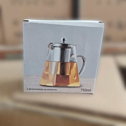 Tetera De Vidrio Cuadrado 750ml Con Colador De Té