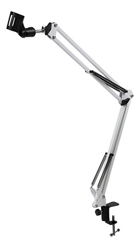 Suporte Para Microfone Metal Pedestal Mesa Articulado Branco