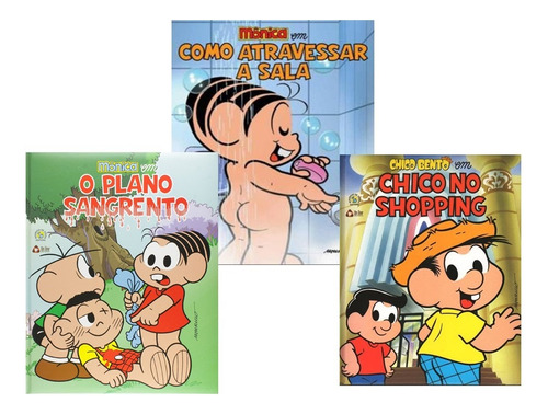 Biblioteca Infantil - 3 Livros De Capa Dura Da Turma Da Monica - Coleção Vem-do-vídeo - Editora On Line