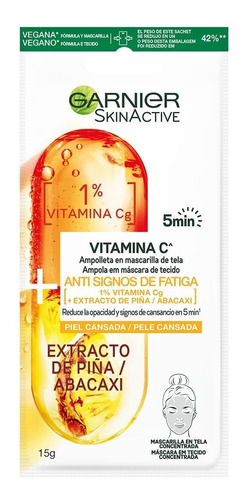 Garnier skin active vitamina C en ampolleta mascarilla de tela	