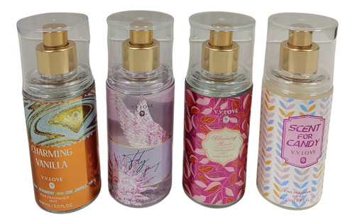 4 Perfume Body, Loción Corporal V.v Love Serie De 4 Piezas. 