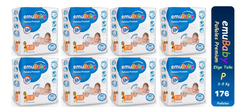 8pack Pañales Emubaby Premium Tallas P M G Xg Xxg