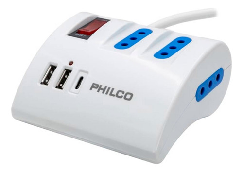 Extension Corriente Usb Tipo C 3 Pos Philco 2044b 