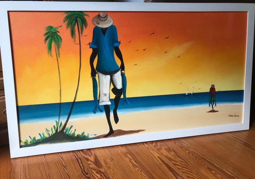 Cuadro Pintado A Mano Con Motivo Playero, Artista Vera Verne