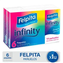 Comprar Pañuelos Descartables Felpita Infinity 6 Paquetes 10u C\u002Fu Felpita Infinity en pack - pack x 6 x 10 unidades c\u002Fu