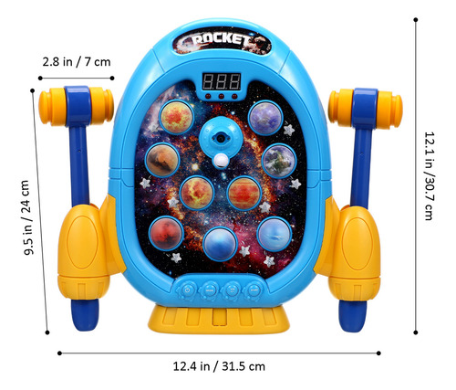 Juego Interactivo De Topo De Golpe Juguete Eléctrico Espacial Whack-a-mole (martillo Doble, Pilas Aa No Incluidas)
