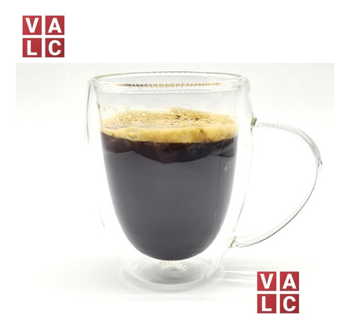Imagen 2 de 5 de Vaso Doble Vidrio 350 Cc Con Asa Dsaza