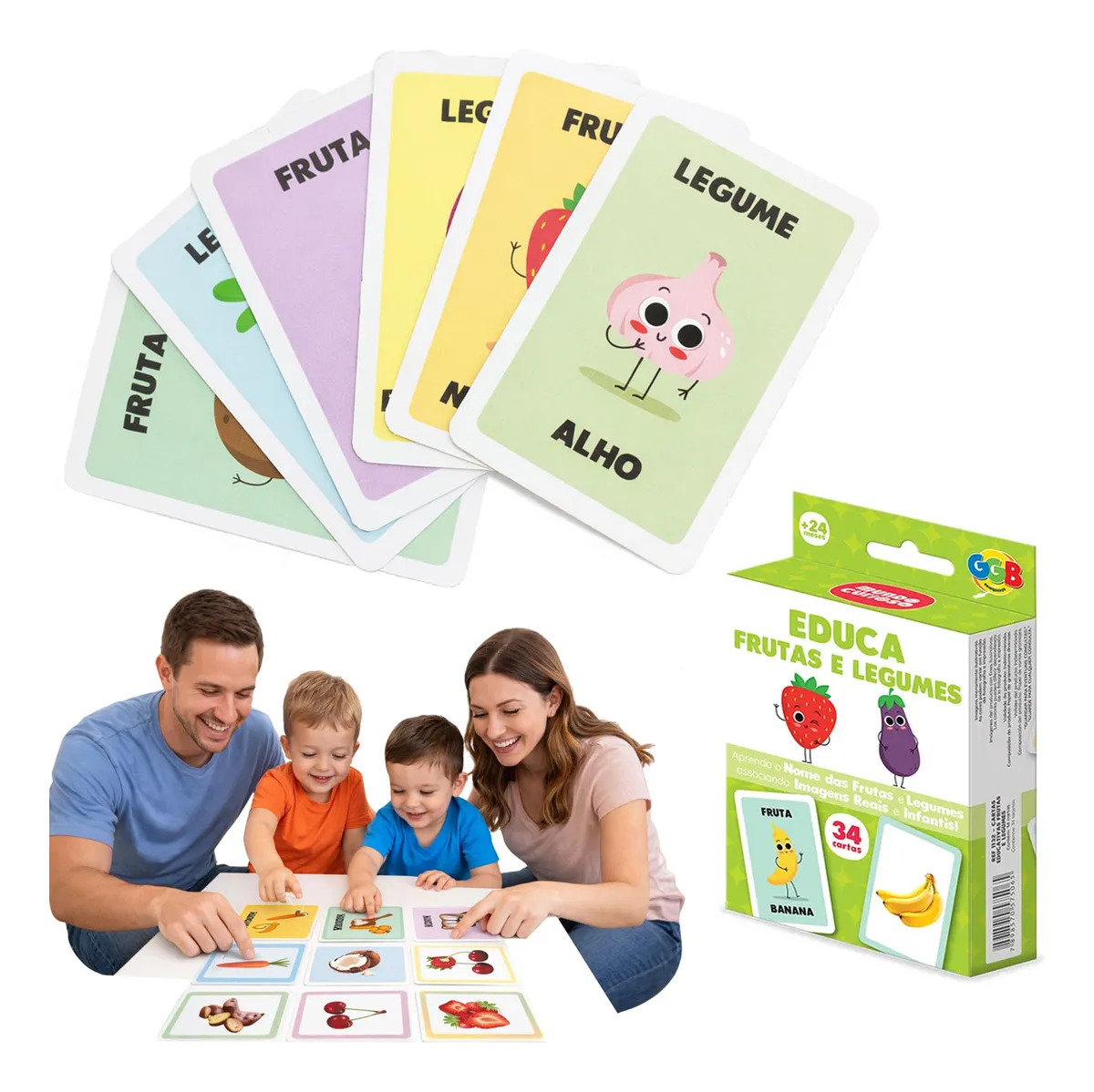 Jogo Educa Fruta Legumes Pedagogico Carta Infantil Educativo