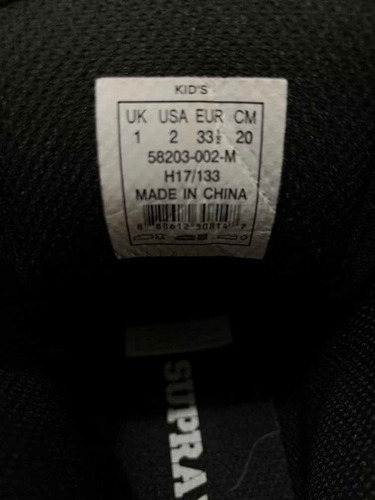 Zapatillas Supra Talle: Uk1/us2/eu33,5