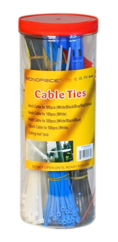 Monoprice Cable Tie Set, 1000pcs/pack  varios Color Con Her