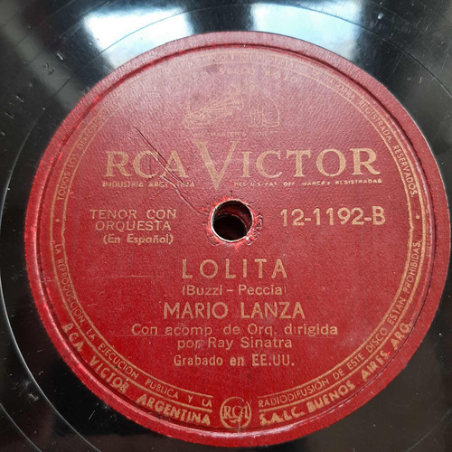 Pasta Mario Lanza Con Orq Ray Sinatra Rca Victor Tc48