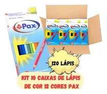 Comprar Kit 10 Caixas Lápis De Cor Pax 12 Cores