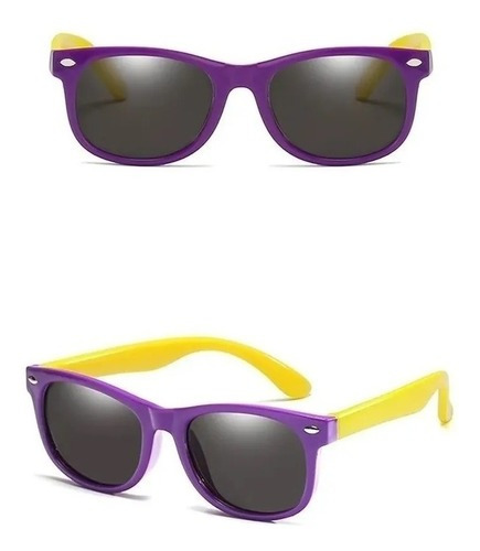 Óculos De Sol Infantil Flexível Proteção Uv400 Polarizado Cor Roxo-Amarelo