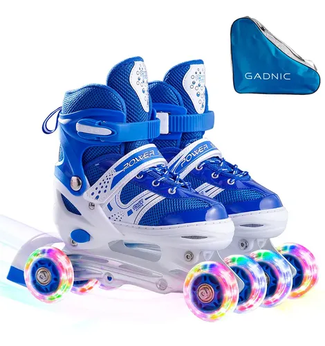 Rollers Gadnic Ajustables Niños Convertibles En Linea O Patin 4 Ruedas Luces Chasis Aluminio Incluye Bolso