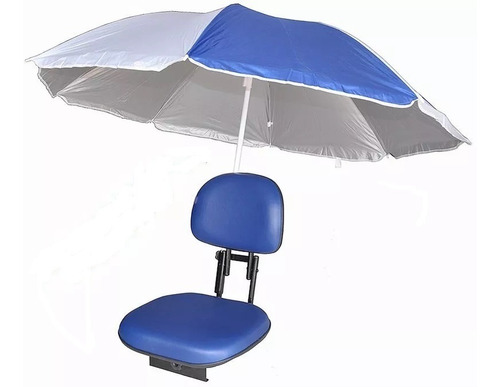 Cadeira Barco Com Suporte Guarda Sol Giratória Dobrável Azul