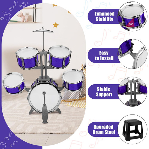 Juego De Batería Niños Pequeños Morado Navidad