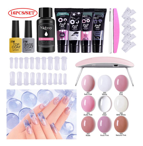 Kit De Uñas De Gel Acrílico Para Principiantes, 16 Unidades