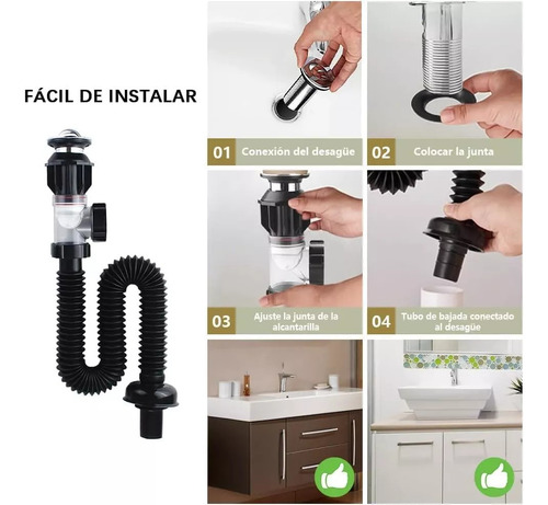 Cespol Con Sistema Anti Olores Y Botón Push Para Lavabo