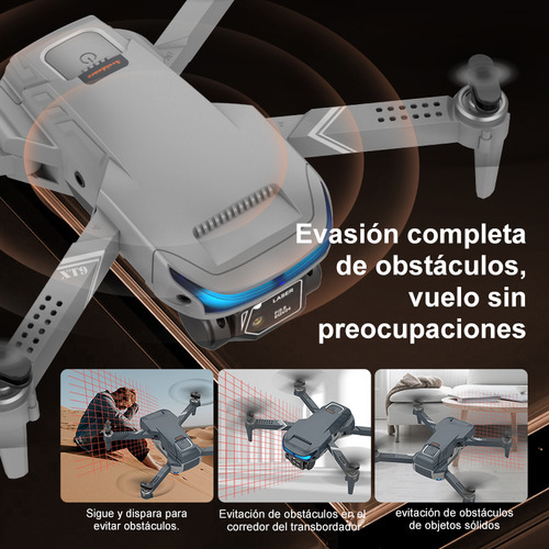 Mini drone Axnen 4K XT9 3 Battery con dual cámara HD 2.4GHz 3 baterías Gris