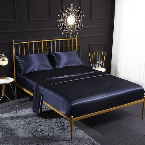 Conjunto De Cama Doble Matrimonial 1800 En Satén 4 Piezas