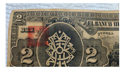 Billete El Banco Oriental De Mexico $2 Pesos 1914 (Usado)