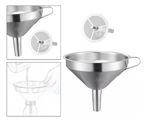 [ Embudo De Acero Inoxidable Embudo De Cocina Con Colador